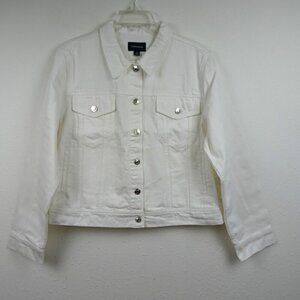 J. Crew Denim Jacket Women's Plus Size 2X White Classic Button